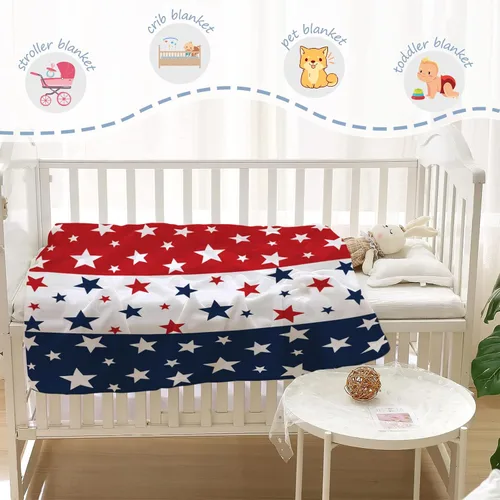 Miniatura 5 de YeeJu Manta patriótica para bebé, manta pequeña del 4 de julio, Día de los Caídos del 4 de julio, manta para niños pequeños, forro polar suave