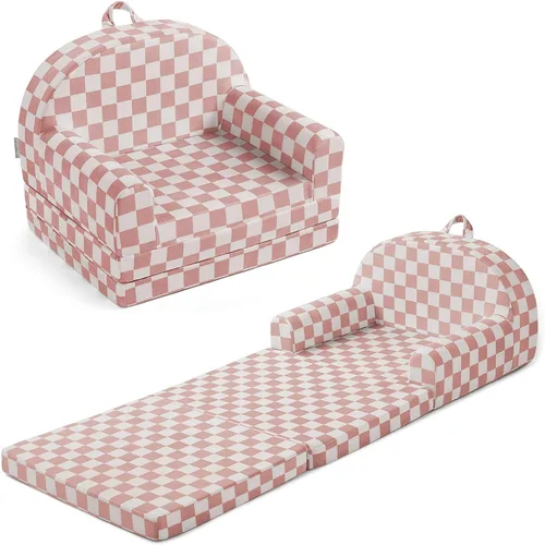 Blissful Diary Sofá plegable para niños pequeños, silla y tumbona cómoda 2 en 1 para leer, sala de juegos, sofá para niños y niñas, regalo de Rubor