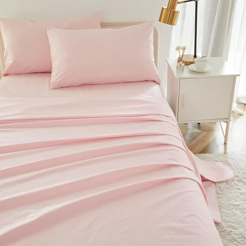 Miniatura 14 de Brandream Juego de ropa de cama para niños, tamaño matrimonial, juego de sábanas para niñas, color rosa, 4 piezas, color sólido, suave