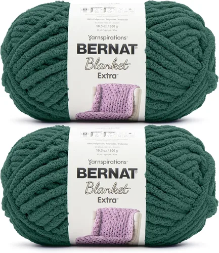 Miniatura 28 de Bernat - Estambre para mantas Extra Negro, 2 paquetes de 300g/10.5 onzas, poliéster, #7, jumbo, tejido de punto/ganchillo