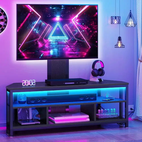 YITAHOME Soporte de TV negro con montaje, soporte de TV moderno para TV LED de 70/65 pulgadas, centro de entretenimiento con montaje ajustable y