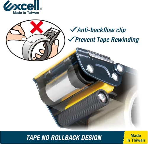 Miniatura 3 de Excell Dispensador de cinta de embalaje (hasta 2 pulgadas de ancho) Dispensadores de cinta de mano, uso para el hogar, oficina, tienda de regalos