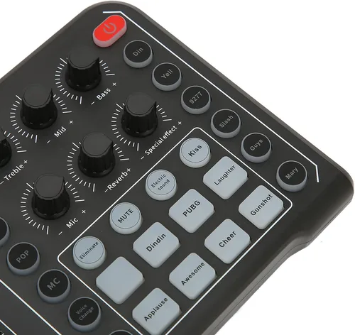Miniatura 4 de Diydeg Tarjeta de sonido externa en vivo, mezclador de audio profesional, cambiador de voz con afinación electrónica de 12 pasos, reducción