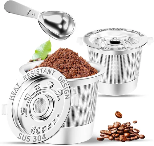 Miniatura 8 de Paquete de 3 cápsulas de café reutilizables K Cups para Keurig 1.0: tazas K recargables de acero inoxidable - Filtros de café reutilizables