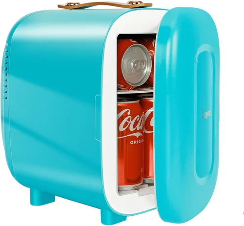 Caynel - Minirrefrigerador termoeléctrico portátil (4 L/6 latas), CA/CC, enfriador y calentador para cosméticos, alimentos, bebidas y maquillaje,