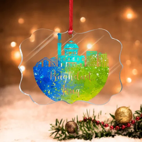 Miniatura 13 de Alemania Frankfurt Skyline Adorno de Navidad 2022 Alemania Frankfurt, arte de acuarela, adornos de Navidad para niños, colorido paisaje de ciudad