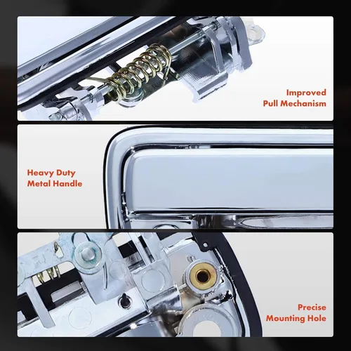 Miniatura 7 de A-Premium Manijas de puerta exteriores de metal mejoradas compatibles con Toyota Tacoma 1995-2004, cromadas, juego de 2 piezas, lado delantero