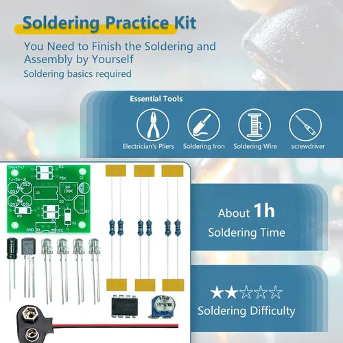 Miniatura 3 de EI Luz de respiración electrónica Kit de práctica de soldadura LED Kit de montaje Electrónico Kit de soldador Componente electrónico Ingeniería