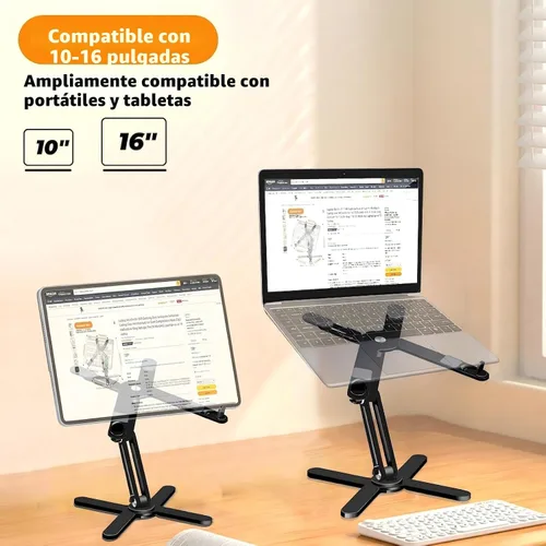 Miniatura 6 de Moallia Soporte giratorio N86 360 para laptop, altura y ángulo ajustables, elevador ergonómico de metal para trabajo colaborativo de escritorio