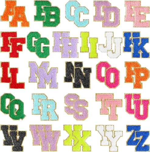 Miniatura 19 de Morcheiong 52 parches de letras de felpilla autoadhesivas de la A a la Z, letras de felpilla para ropa, tela, zapatos y bolsas (rosa claro)