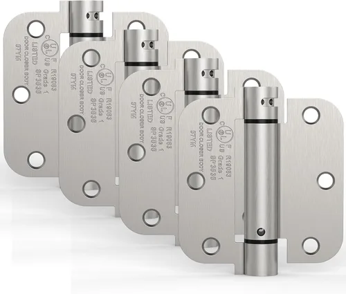 Miniatura 13 de Paquete de 1 bisagra de puerta de cierre automático, bisagra de puerta con resorte de 3.5 pulgadas, tensión ajustable con esquinas de radio de 5/8