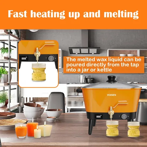Miniatura 7 de VOISEN Derretidor de Cera para Hacer Velas, Olla de Fusión de Cera de 8Qts con Boca para Cera de Soja y Base de Jabón, Derretidor de Cera Eléctrico