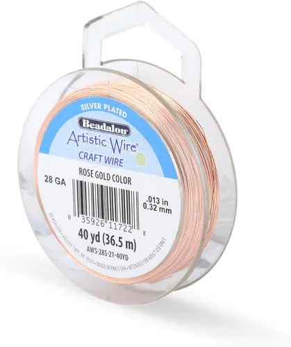 Miniatura 200 de Artistic Wire, alambre para manualidades de calibre 22 bañado en plata, resistente a las manchas, color cobre, blanco, 9,1 m
