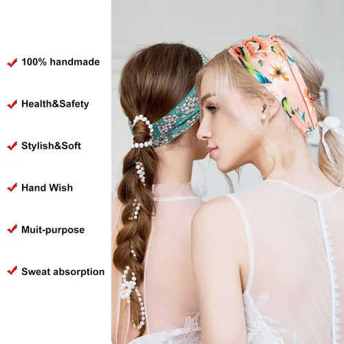 Miniatura 3 de Yunsailing 36 diademas bohemias para mujer, diadema ancha antideslizante para yoga, entrenamiento, correr, bandas para el cabello, envolturas