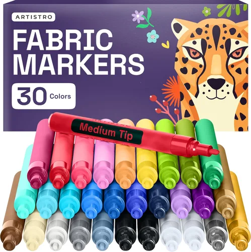 Miniatura 10 de ARTISTRO 5 marcadores de tela negros de doble punta – Kit de decoración de tela – Permanente para ropa – Bolígrafos de pintura acrílica para tenis