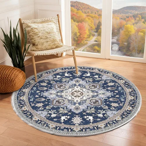 Miniatura 80 de OPPODREAM Alfombras suaves, pequeñas y lavables con parte trasera antideslizante, alfombra de cachemira sintética de pelo bajo, 2 x 3 pies, azul