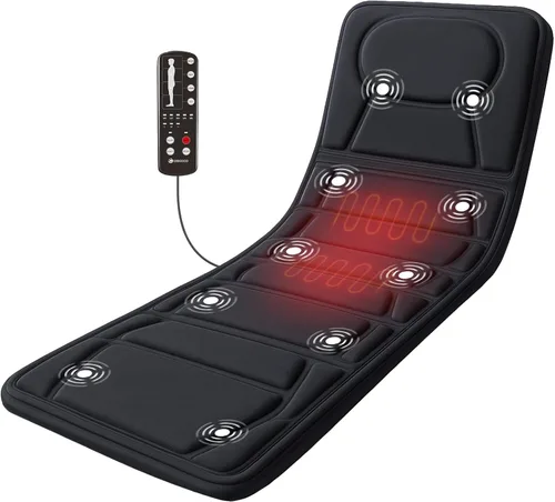 Miniatura 7 de CooCoCo Alfombrilla de masaje de cuerpo completo con calor, masajeador de espalda de doble área de calefacción para sofá, cama, regalos del día