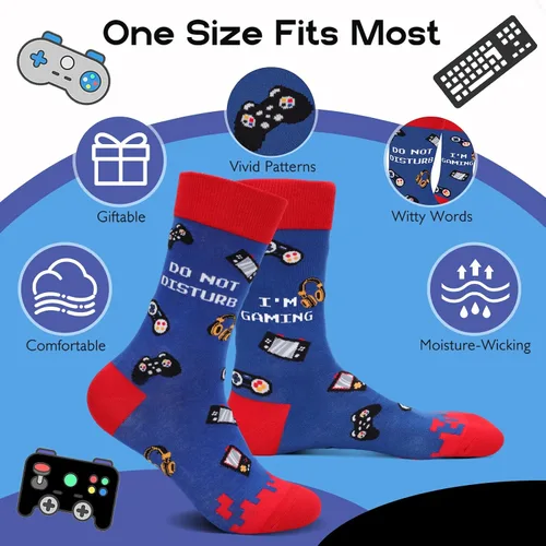 Miniatura 9 de AGRIMONY Calcetines divertidos con texto en inglés «Do Not Disturb Gaming» para hombres, mujeres, adolescentes, niños, Pascua, padres, cumpleaños