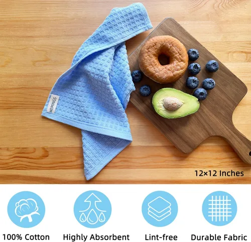 Miniatura 2 de Juego de 12 paños de cocina de algodón para limpieza del hogar y la cocina, 12 x 12 pulgadas, paquete de 12 paños de cocina, paños de cocina, trapos