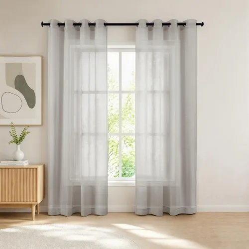 Miniatura 54 de KOUFALL Cortinas traslúcidas de 120 pulgadas de 2 paneles con ojales, juego extra largo de 10 pies de largo, cortinas altas para ventana grande, 52