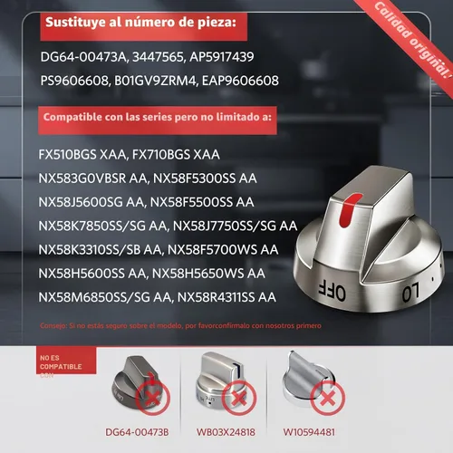 Miniatura 2 de DG64-00473A - Perillas de estufa y de horno, mando de control de quemador de gas, compatibles con reemplazo de perilla de estufa Samsung
