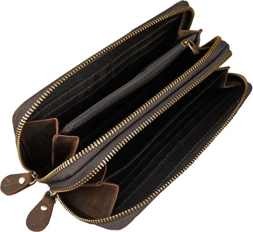 Miniatura 5 de LUUFAN Cartera larga de cuero genuino para hombre, cartera plegable grabada