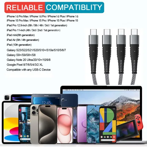 Miniatura 6 de Cable divisor USB tipo C QC3.0 de carga rápida 4 en 1, multiUSB C, cable de sincronización USB tipo C con 4 conectores USB C, para iPhone 15 Pro
