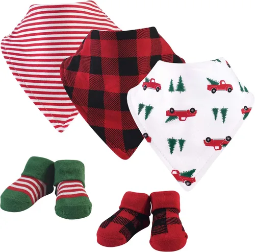 Miniatura 236 de Hudson Baby Conjunto de babero y calcetines unisex de algodón para bebé