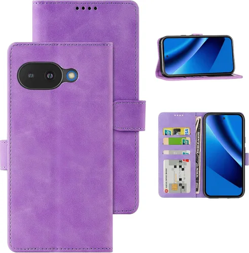 Miniatura 14 de Funda tipo cartera con tapa para Google Pixel 6a, [piel sintética + parachoques de TPU] [3 ranuras para tarjetas] [función de soporte]