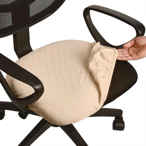 Miniatura 24 de Melaluxe Funda para silla de oficina de jacquard elástico, extraíble y lavable, funda de asiento giratoria para silla de escritorio, color negro