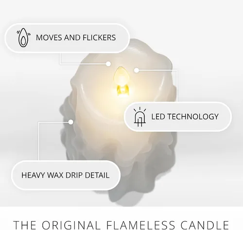 Miniatura 5 de Luminara - Vela LED sin llama de cera pesada, blanca, 3.4" x 4.5", con función de temporizador, pila de cera real, funciona con batería, sin Blanco