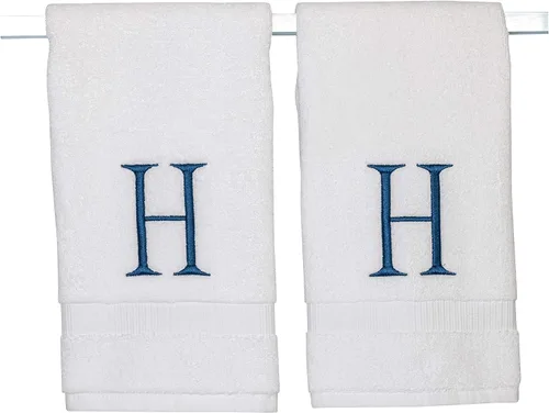 Miniatura 111 de Toalla de mano con inicial beige para baño, toalla bordada decorativa de calidad de hotel de lujo con monograma para tocador, spa, certificado
