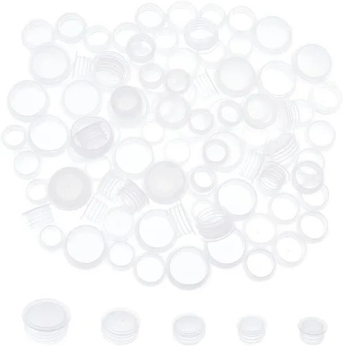 Miniatura 9 de GORGECRAFT 25 tapones para salero y pimentero blanco de 51/64 pulgadas, tapón de repuesto transparente de plástico, tapa de extremo redondo
