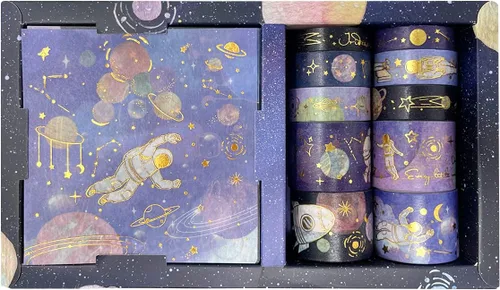 Miniatura 12 de allydrew Juego de cinta washi decorativa de lámina dorada y calcomanías para papelería, diario, fabricación de tarjetas (10 rollos y 10 hojas)