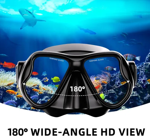 Miniatura 3 de Máscara de buceo, máscara de buceo con antivaho HD vidrio templado gafas de buceo cubierta de nariz, máscara de esnórquel para adultos buceo