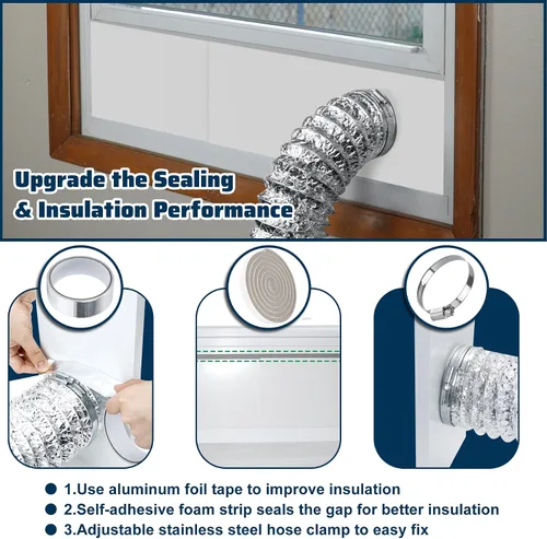Miniatura 6 de Kit de ventana de ventilación de secadora para manguera de ventilación de secadora de 4 pulgadas de diámetro, kit de ventilación ajustable