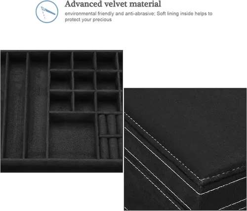 Miniatura 7 de ProCase Joyero organizador de terciopelo para mujer, 2 capas de joyería, estuche de almacenamiento para collares, aretes, pulseras y anillos