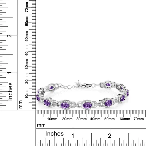 Miniatura 4 de Gem Stone King 7-14 Cttw Oval Gemstone Birthstone Tennis Bracelet For Women 925 Sterling Silver Oval 6X4MM 7 Inch With 1 Inch Extender Fine