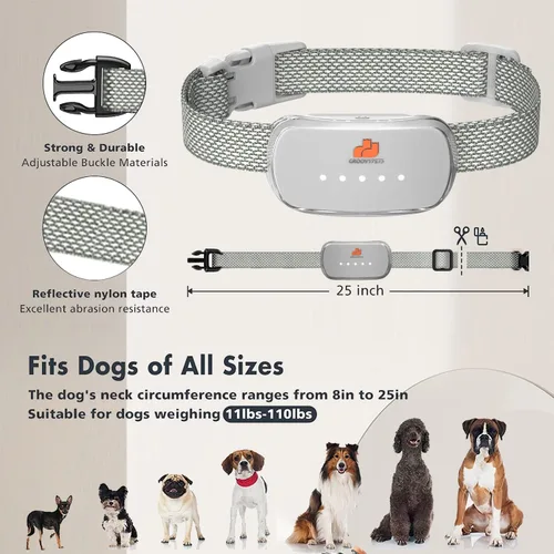 Miniatura 9 de Collar de perro antiladridos automático inteligente impermeable recargable Terminador de ladridos (collar de corteza blanca)