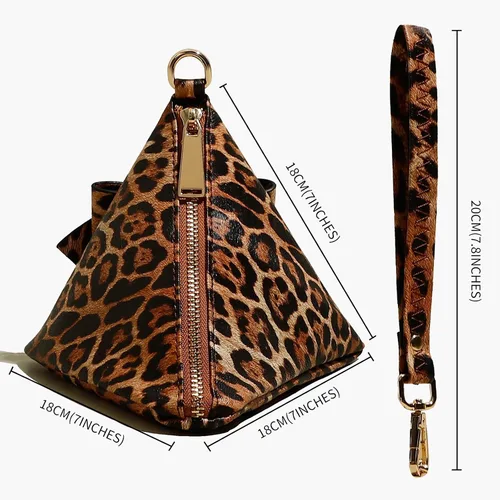 Miniatura 2 de INAWOW Bolso de mano de noche con lazo de cuero triangular para mujer