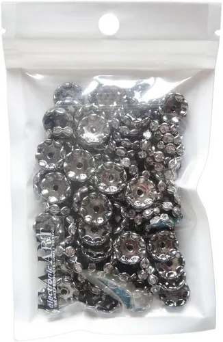 Miniatura 4 de Calidad rubyca 100pcs Checa vidrio Gunmetal Negro Ronda y Wavy Rondelle Spacer