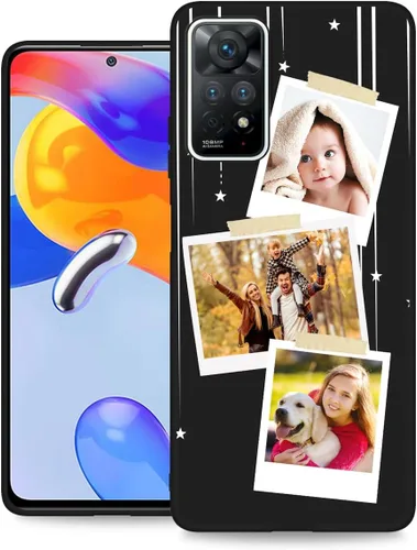 Funda de teléfono personalizada para Xiaomi Redmi Note 11 Pro 4G y 5G/Note 12 Pro 4G con fotos y nombre de texto, imagen personalizada, funda negra