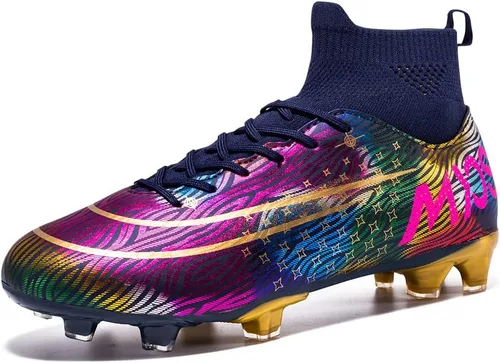 Miniatura 2 de JIEBUNIAO Botas de fútbol para hombre, tacos profesionales, zapatos de césped para mujer, tenis de entrenamiento de fútbol atlético para niños
