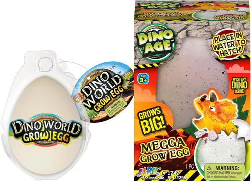 JA-RU Dino Age - Huevos de dinosaurio gigantes para incubar (1 gigante + 1 original) – Juguetes de cultivo de agua para niños, juguete educativo de