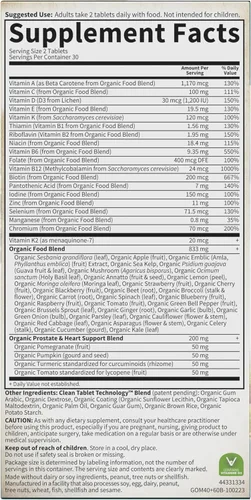 Miniatura 8 de Garden of Life Organics Multivitamínico de alimentos enteros para hombres de 40+, 60 tabletas, multivitamínico vegano para hombres para la salud