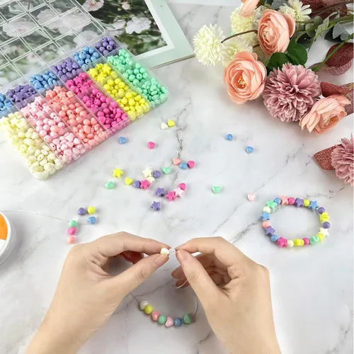 Miniatura 2 de 700 cuentas acrílicas redondas en forma de corazón para pulseras, joyería, collares, manualidades, cuentas de caballo para el cabello, cuentas