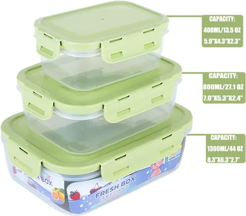 Miniatura 2 de Juego de Recipientes para Alimentos con Tapas Herméticas - Cajas Bento de Plástico para Almuerzo - Recipientes para Preparación de Comidas, Aptos