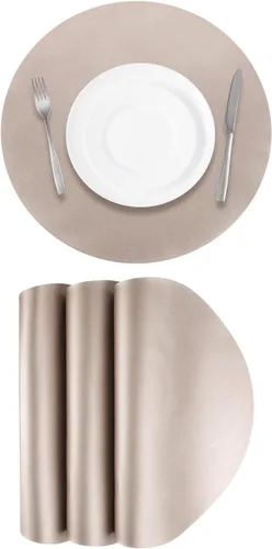 Miniatura 15 de UXCELL 4 manteles individuales de piel sintética para mesa de comedor, manteles redondos de piel sintética, resistentes al calor, impermeables, a