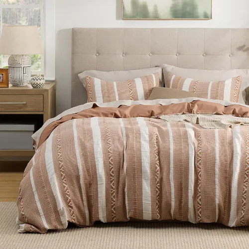 Miniatura 19 de Bedsure - Funda de edredón de algodón tamaño King - 100% algodón de tejido gofre color verde bosque, juego de ropa de cama GentleSoft™ transpirable