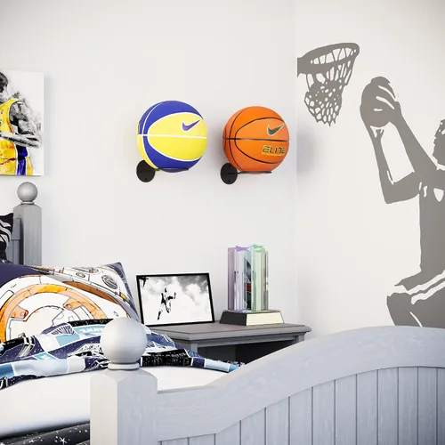Miniatura 2 de Wallniture Palla Ball - Juego de 2 estantes de almacenamiento para montar en la pared, para pelotas de fútbol, voleibol, fútbol y baloncesto